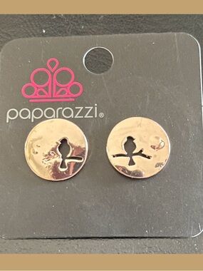Paparazzi Rose Gold Bird Cutout Button Earrings